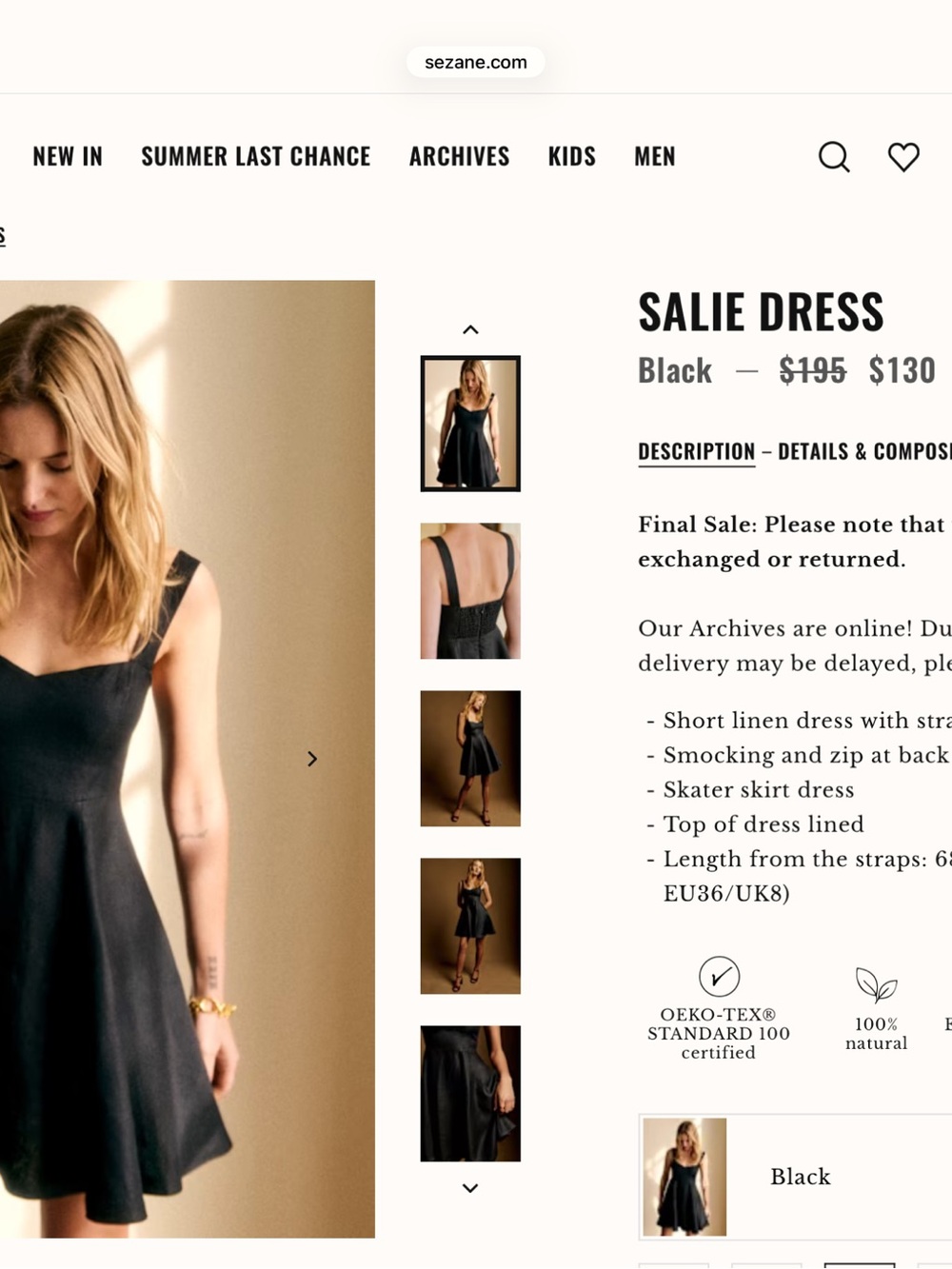 NWT Sézane Salie Black Square-Neck Fit & Flare Mini Dress - Picture 13 of 15